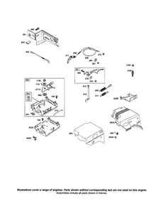 Control Cover/Bracket Control Diagram and Parts List for 205400 0035-0301 Briggs and Stratton Engine